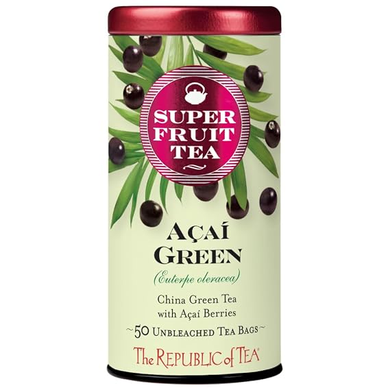 The Republic of Tea SuperFruit Acai Green Tea, Low Caffeine, 50 Count