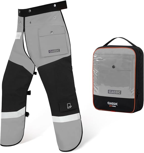 Chainsaw Chaps 8 Layers Chain Saw Apron, Classic C Gray Black