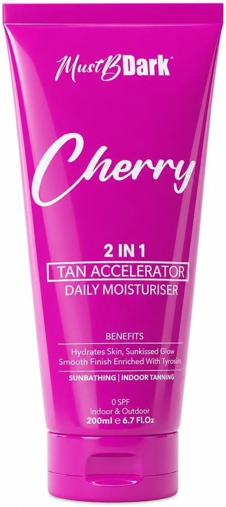 Cherry Tanning Lotion For Sunbeds | 200ml MustBDark Tan Accelerator, Indoor And Outdoor Use | Deep Bronze With Moisturising Formula | Fruity Scent & Skin Softening Care