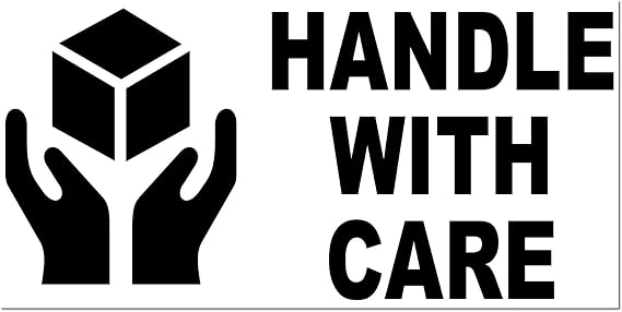 Handle with Care Rubber Stamp with Wood Handle - 1.5" x 3" Postage Stamp for Etsy Sellers - Shipping, Packaging, and Craft Projects - Durable Stamps Stamp for Professional Use