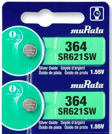 Murata 364 SR621SW Battery 1.55V Silver Oxide Watch Button Cell - Replaces Sony 364 (2 Batteries)