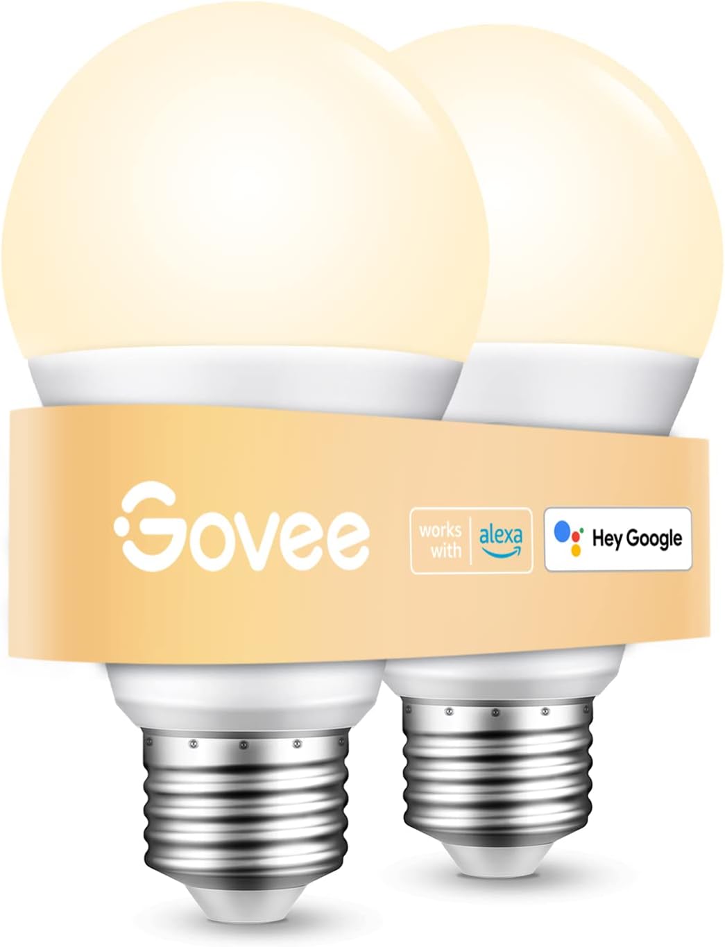 Govee LED Light Bulbs Dimmable, Smart Light Bulbs Works with Alexa & Google Home, No Hub Required, 9W 60Watt Equivalent WiFi and Bluetooth Light Bulb, A19 E26 2700K Soft Warm White LED Bulbs, 2 Pack
