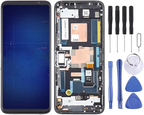 Mobile Phone Replacement Spare Parts for ASUS ROG Phone 6 LCD Screen Digitizer Full Assembly with Frame (Black) Mobile Displays