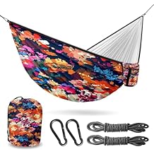 Camping Hammock Double & Single Portable Hammocks with 2 Tree Straps, Great for Hiking,Backpacking,Hunting,Outdoor,Beach,Camping, Flower (110) Pattern