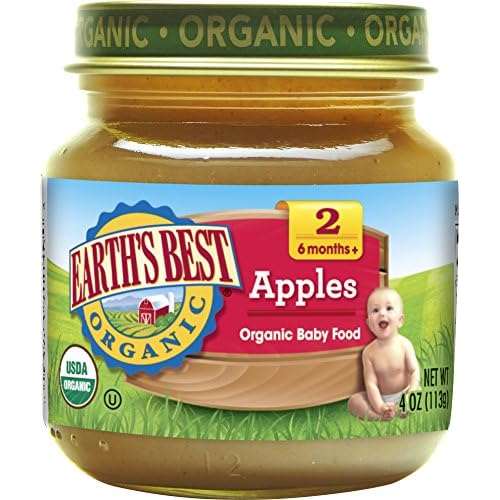 Earths Best Organic Stage 2 Baby Food, Apples, 4 oz. Jar
