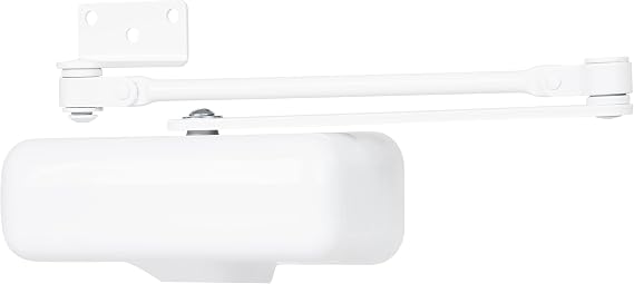 BRINKS Commercial - Light Duty Residential Door Closer, White Finish - Size 1 with a 180-Degree Opening Range and Adjustable Closing Speed