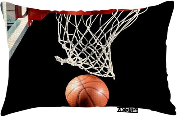 Throw Pillow Cover Basketball with Hoop Sport Black Decorative Pillow Case Home Decor 20x12 Inches Pillowcase