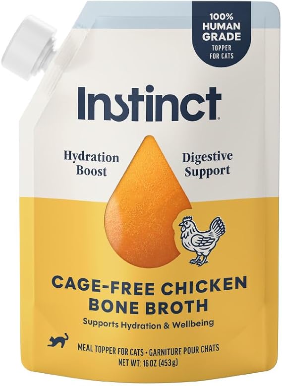 Instinct Bone Broth, Cat Meal Topper, Human Grade, Cage-Free Chicken, 16 oz