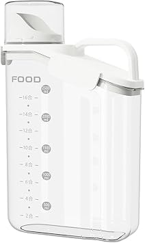 Airtight Rice Storage Container with Measuring Cup, 3 to 5 lbs Cereal Dry Food Containers Dispenser, Pet Dog Cat Food Container Box, BPA Free Clear Plastic Containers