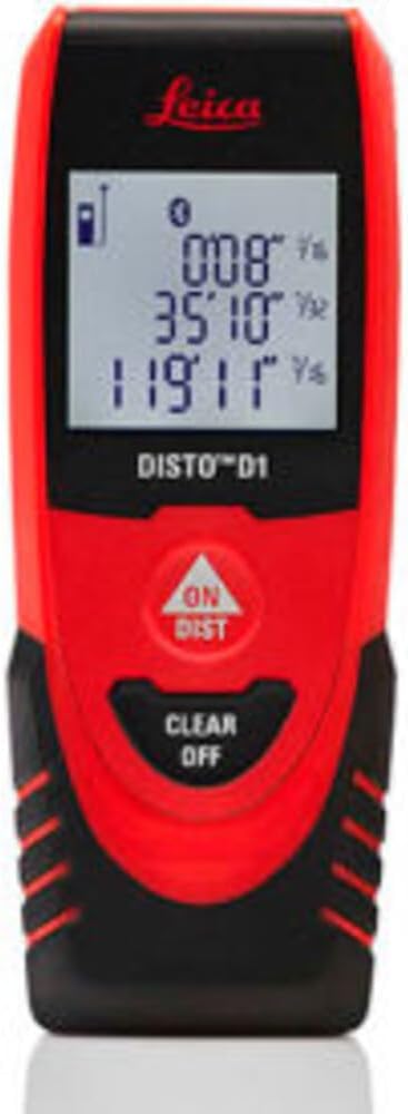 Leica DISTO D1 120ft Laser Distance Measure with Bluetooth 4.0, Black/Red