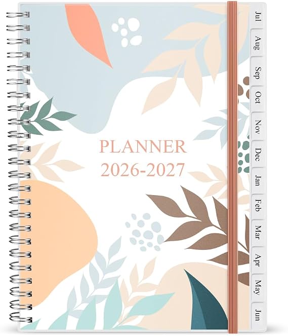 2026-2027 Planner - Weekly & Monthly Planner Runs July 2026 to Jun 2027, 6.25" x 8.25", 12 Monthly Tabs, 14 Notes Pages, Inner Pocket, Flexible Cover with Twin-Wire Binding, Planners 26-27