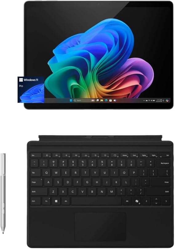 Microsoft Surface Pro 11 Copilot PC Bundle, 13" 2.8K Touchscreen Tablet with Black Pro Keyboard & Business Pen, Snapdragon X Plus, 16GB RAM, 1TB SSD, Win 11 Pro, Black