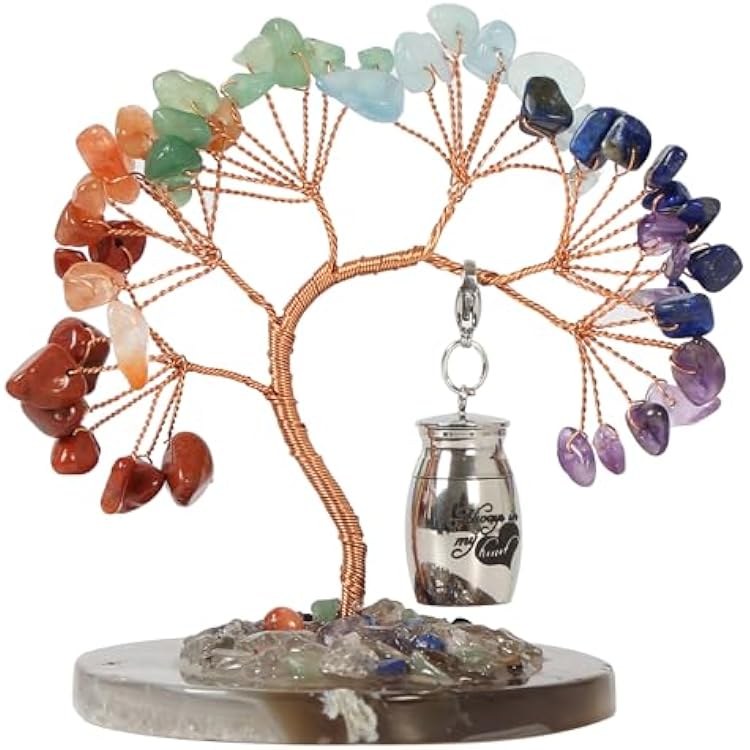 Small Urn for Human Ashes Keepsake,Stainless Steel Mini Urns for Human Ashes with Rainbow Crystal Tree Decoration Cremation Ashes Memorial Gifts for Sharing Ashes Mini Keepsake Urn