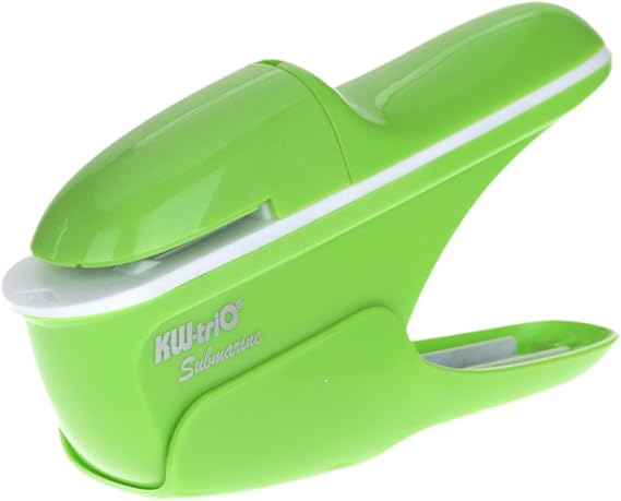 Staple-, Manual Paper Binding Tool, Ergonomic Machine with Comfortable Handle, Portable Format, Green