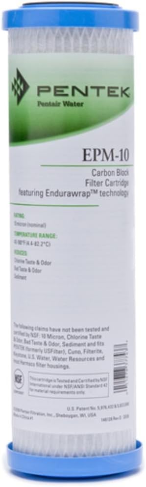 Pentair Pentek EPM-10 カーボンブロックウォーターフィルター 10インチ x 2.5インチ 塩素味と臭いの低減 10ミクロンの堆積