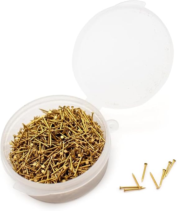 iDili Brass Nails Ship Model Making Brass Nails - 0.7mm x 10mm Fine Pointed Pins for Wooden Model Boats, Ships, Hull Planking (1000 PCS) - Brass Craft Nails for Model Building