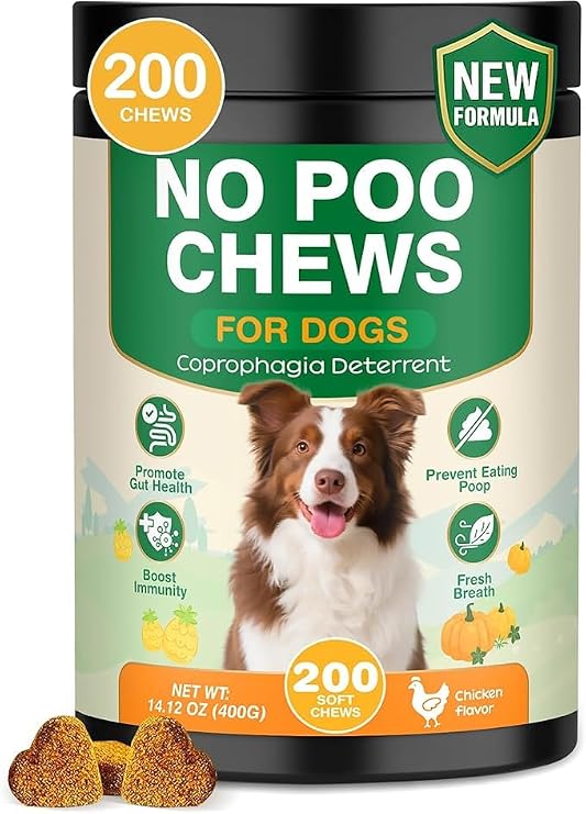 No Poo Chews for Dogs-Coprophagia 200 Chews for Canine- Dogs Poop Eat Deterrent Supplement Stool Eating Deterrent-Stop Eating Poop