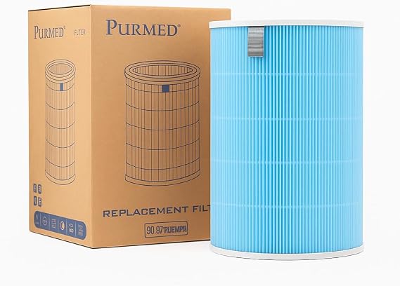 Purmed Xiaomi Smart Air Purifier Pro H Uyumlu H13 HEPA + Aktif Karbon Filtre | RFID Çipli | Mavi Renk | Yüksek Verimli 3 Katmanlı Filtrasyon