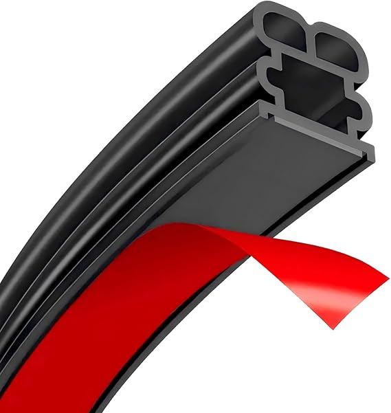 Car Door Seal Strip, 52.5 Ft Rubber Double Layer Weather Trim, Thickened Soundproof Cushioning Tape with Self-Adhesive, Universal Protective Accessory for Hood Trunk B Pillar (Black)