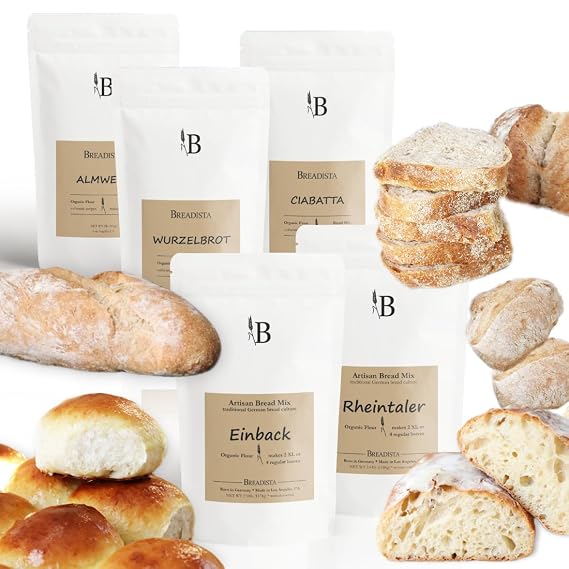 Breadista Bread Mixes, 5 Assorted, 11.5 lbs - Value Pack for artisan loaves and rolls