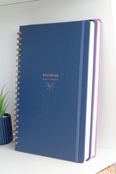Matt Notebook 20x28 cm A4 Lastikli Spiralli Sert Kapak Not Defteri Çizgili Lacivert