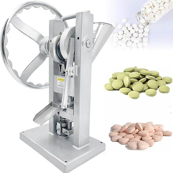 Manual Tablet Press Machine for Industrial Lab Use, Stainless Steel Pill Maker with Adjustable Thickness, Ideal for Sugar Slice and Pill Production