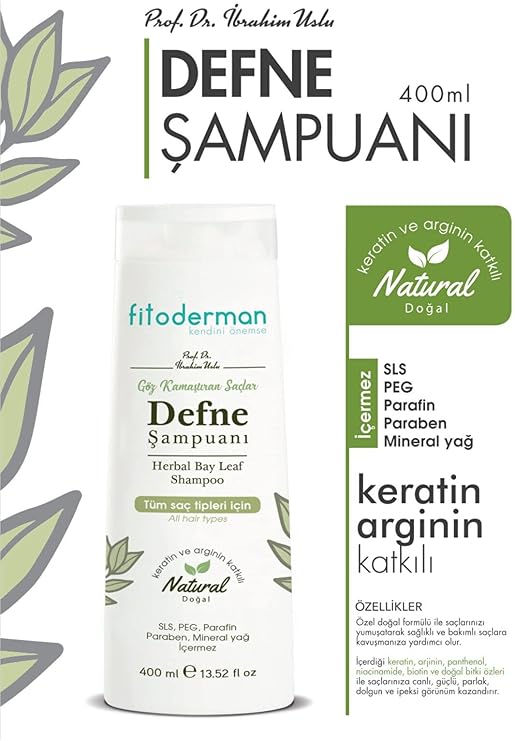 Defne Özlü ,Keratin, Arginin, Biotin Katkılı Dökülme Karşıtı Doğal Bitkisel Defne Şampuanı 400 ml