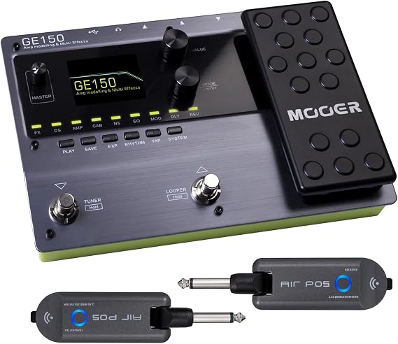 MOOER GE150 Portable Multi Effects Pedal with 2.4 Ghz Wireless System for Bass Guitar, Acoustic Guitar, Electric Guitar