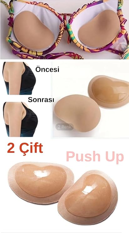 2 Çift Ten Silikon Yapışkanlı Mayo Abiye Elbise Sütyen Gelinlik Göğüs Dikleştirici Push Up Kaldırıcı Pedi
