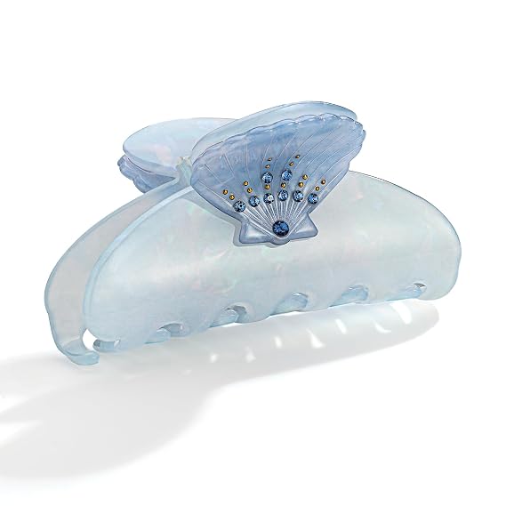 Acrylic Seashell Hair Clips For Women Shell Claw Clips With The Blue Rhinestone Pattern Summer Beach Ocean Hair Clip With Claw Strong Fixed Hair Clips Accessories