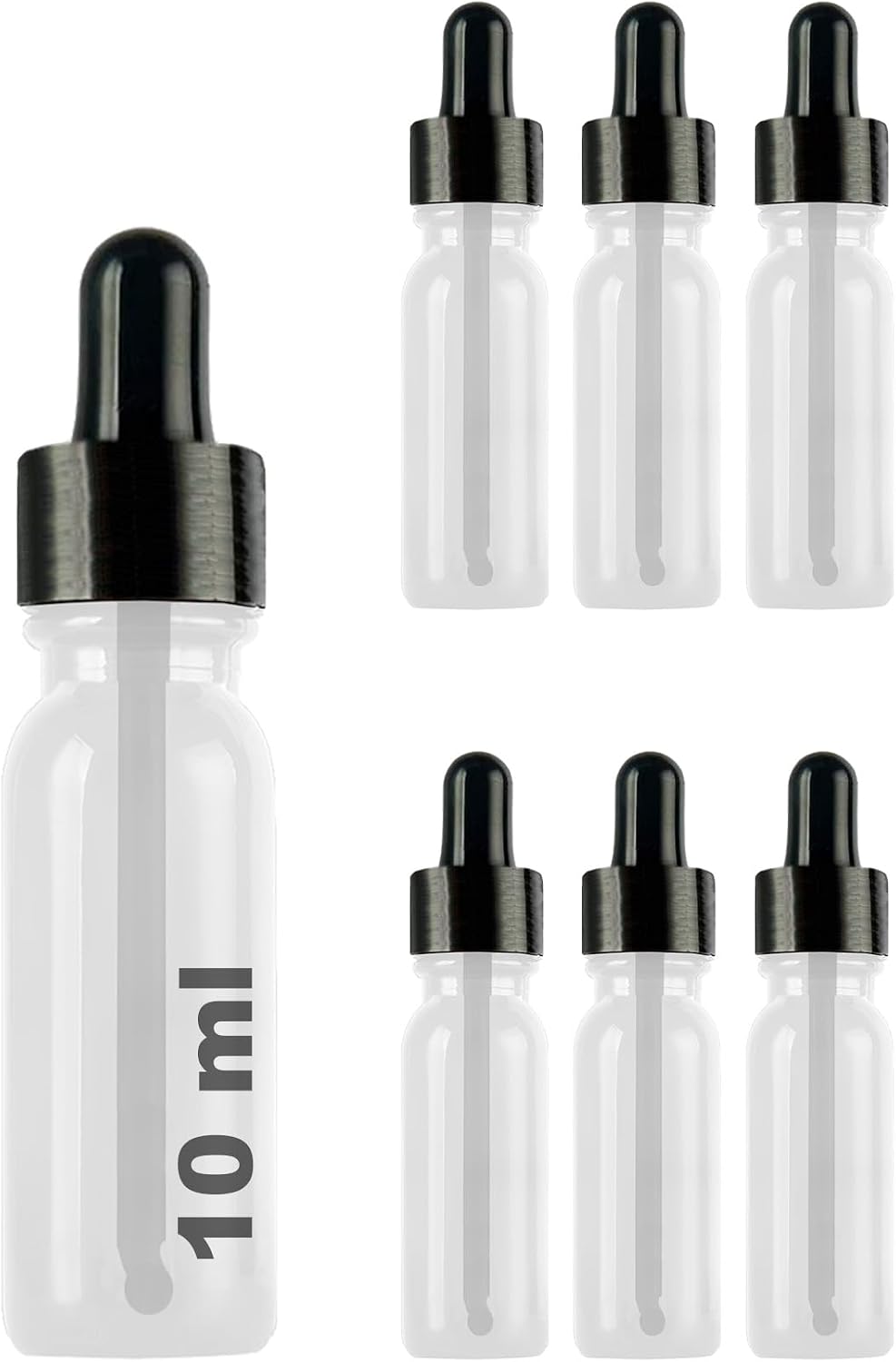 Afracam 10ml Dropper Dropper Bottle with Metal Lid Serum 10 cc Glass Bottle 6 Pieces Black Lid, Transparent