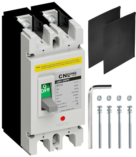 250Amp Molded Case Circuit Breaker MCCB 2 Poles DC500V Battery Disconnect Switch, PV Circuit Breaker or Main Power for Boat, Solar, UPS and Battery