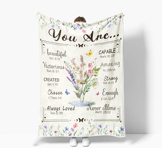 NYMB Inspirational Words Throw Blanket, Uplifting Positive Affirmation Decorative Plaid Fleece Blankets for Couch, Bed, Gift, Birthday, Presents for Women Friendship, Sister, Friend, Daughter, Mom