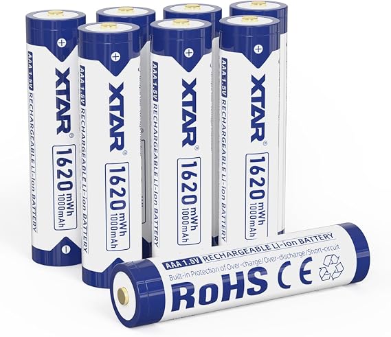 XTAR AAA Rechargeable Battery Triple AAA Batteries Rechargeable 1.5V 1620mWh (8pcs 1620mWh 1.5V AAA)