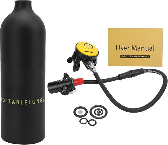 DIDEEP 1L Mini Scuba Diving Set with X4000 Pro Breather/Relief Valve/Scuba Tank/for Diving