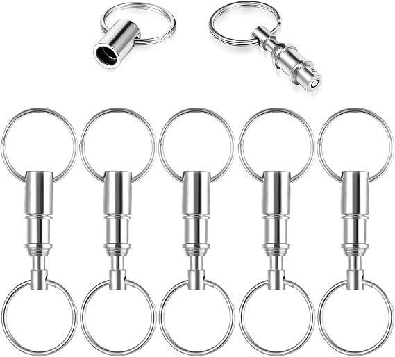cobee 6 Pack Quick Release Keychain Detachable, Dual Pull Apart Key Rings Double Spring Split Snap Seperate Keychains Detachable Key Ring Double Keys Ring Accessory for Men Women