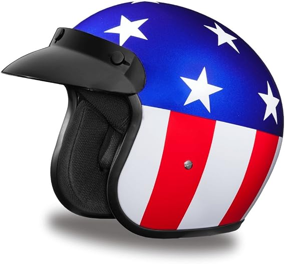 Daytona Cruiser Open Face Motorcycle Helmet - Visor & Graphics - Captain America | DOT Approved
