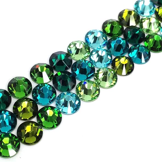 Green Teal Mix 2088 Swarovski Crystal Flatbacks No-Hotfix 20ss 5mm ss20