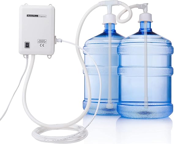 Bottled Water Dispenser Pump System, 20ft 115V AC US Plug Water Dispensing Pump with Double Inlet Compatible Use with Coffee/Tea Machines, Water Dispensers, Refrigerators, Ice Makers