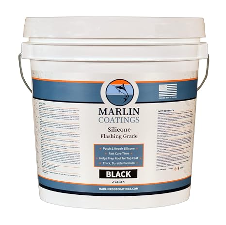 100% Silicone Roof Patch Prevent and Repair Leaks Complete Waterproofing Easy Trowel or Brush Application... (1 Gallon, Black)