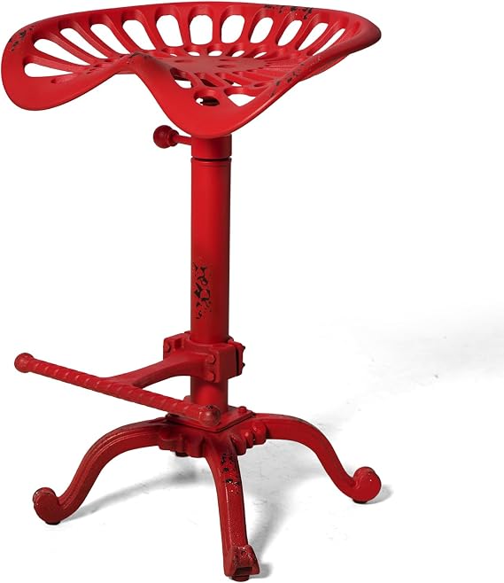 Industrial Iron Cafe Chair - Rustic Red with Distressed Metal Finish - Heavy Duty Metal Dining or Kitchen Side Chair