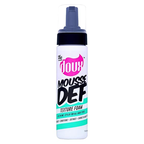 The Doux MOUSSE DEF Texture Foam, Multi-Use Styling Mousse, 7 oz | Styles, Conditions, Defines & Volumizes with Brilliant Shine, For All Curl Types & Textures, Non-Flaking Formula