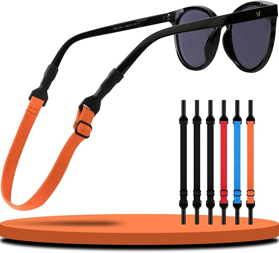 6 Pcs Glasses Strap, Eyeglasses Cord Stable & Non-slip, Adjustable Sports Eyeglasses Cord| No Tail Eyewear Straps for Men and Women| High Elasticity and Comfort Sunglasses Straps