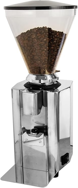Obel 902MP Commercial Pulse Push Button Coffee Grinder, 50mm Flat Burrs, Over 30 Grind Settings, Stainless Steel Case, Portafilter Support, 75 lb. Commercial Hopper, 8.8 Ounce Hopper