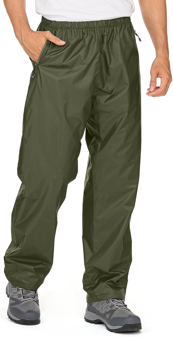 Men's Rain Pants Waterproof Lightweight Outdoor Pants Windproof Pants for Work Golf Hiking