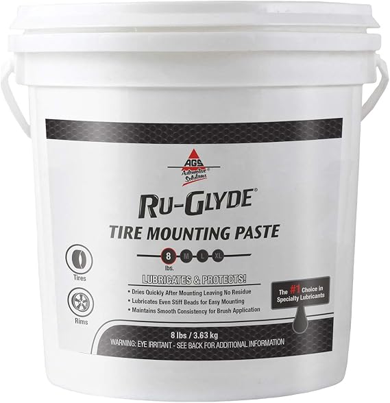 AGS Ru-Glyde Tire Mounting Paste - 8lb Pail - Premium Quality Tire Mounting Lubricant, Ensures Smooth, Efficient Tire Installation - Perfect for Automotive/Industrial Use - Prevents Rim/Tire Damage