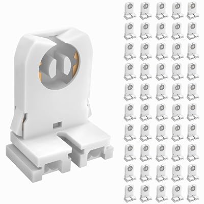 JESLED Non Shunted LED Tombstones - Pack of 50 T8 Lamp Holder, UL Turn Type Tombstone Lampholder for T10 T12 LED Fluorescent Tube Replacement, Medium Bi-pin G13 Socket for Programmed Start Ballasts