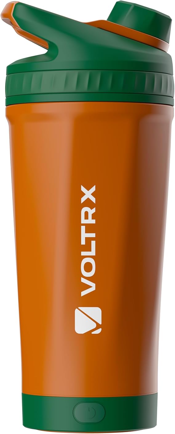 VOLTRX ChillMix Shaker Bottle Insulated Stainless Steel - USB C Rechargeable Electric Protein Shake Mixer, Shaker Cups for Protein Shakes and MealReplacement, Chrome Steel
