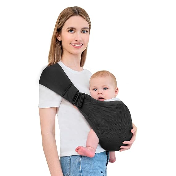 Baby Carrier - Ergonomic, Cozy and Lightweight Carrier for 0-36 Months, Effortless to Put On, Ideal for Hands-Free Parenting,Lightweight and Travel-Friendly Newborn Baby Carrier-Black
