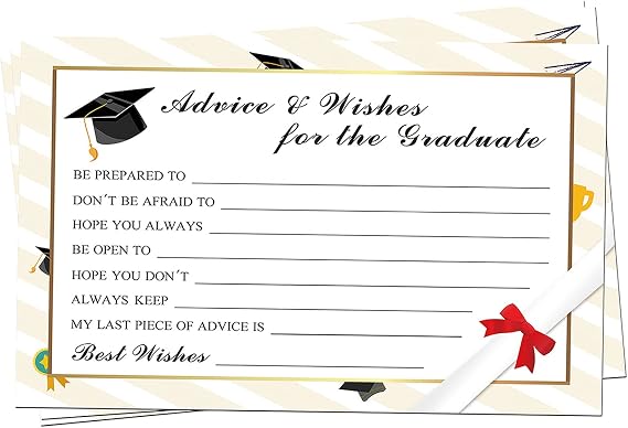 Graduation Advice Cards - 50-Pack Graduate Party Supplies 2026 Advice for the Graduate Decorations Party Favors Table Games Personalized Graduations Cards